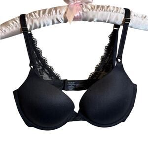 Soma bra black Embraceable Enchanting lace push up back lace insets Sz 32DD  NWT